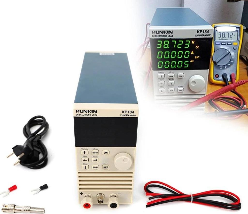 KP184, DC-Elektronische Last, Batteriekapazitätstester, einkanalig, 150V 0-400W 0-40A, 4 Lastmodi, Blau