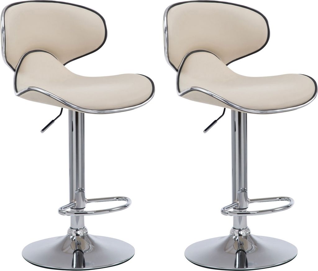 2er Set Barhocker HLO-CP29 V2 Kunstleder chrom creme