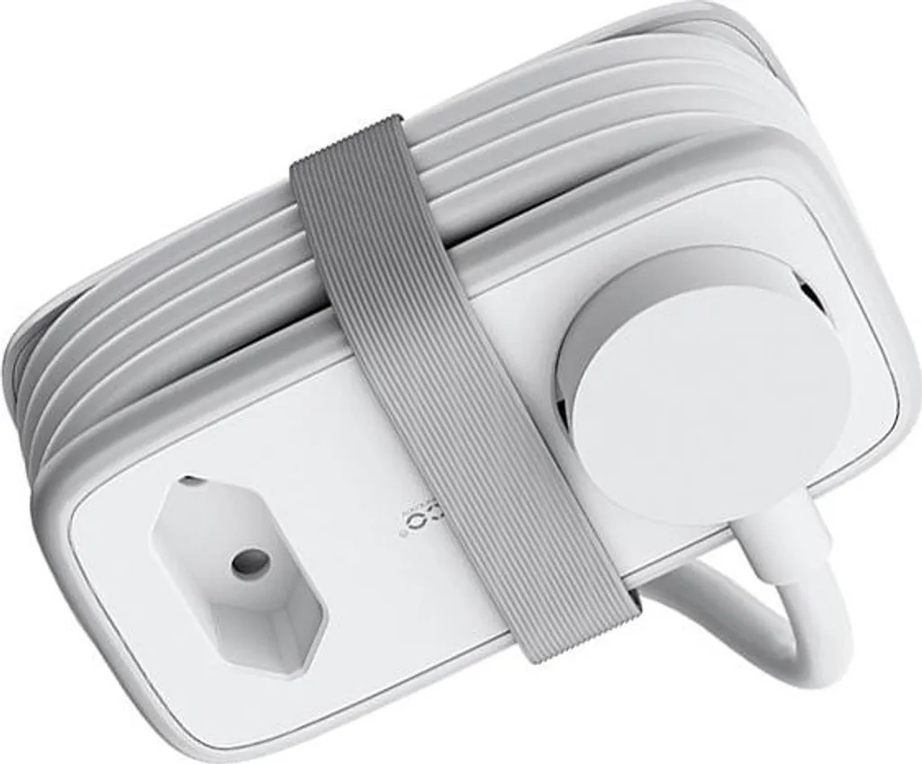 Bloc Multiprise Standard avec Enrouleur de Câble Blanc et Triple Port USB