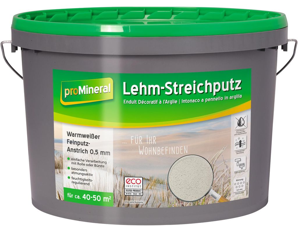 proMineral Lehm-Streichputz warmweiß 18 kg Produktbild 