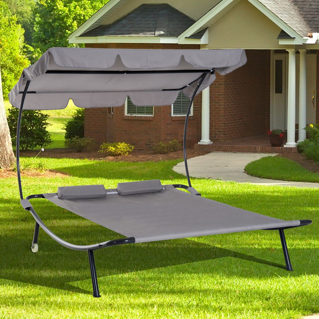 Outsunny Doppelliege Sonnenliege Relaxliege rollbar mit Produktbild 3
