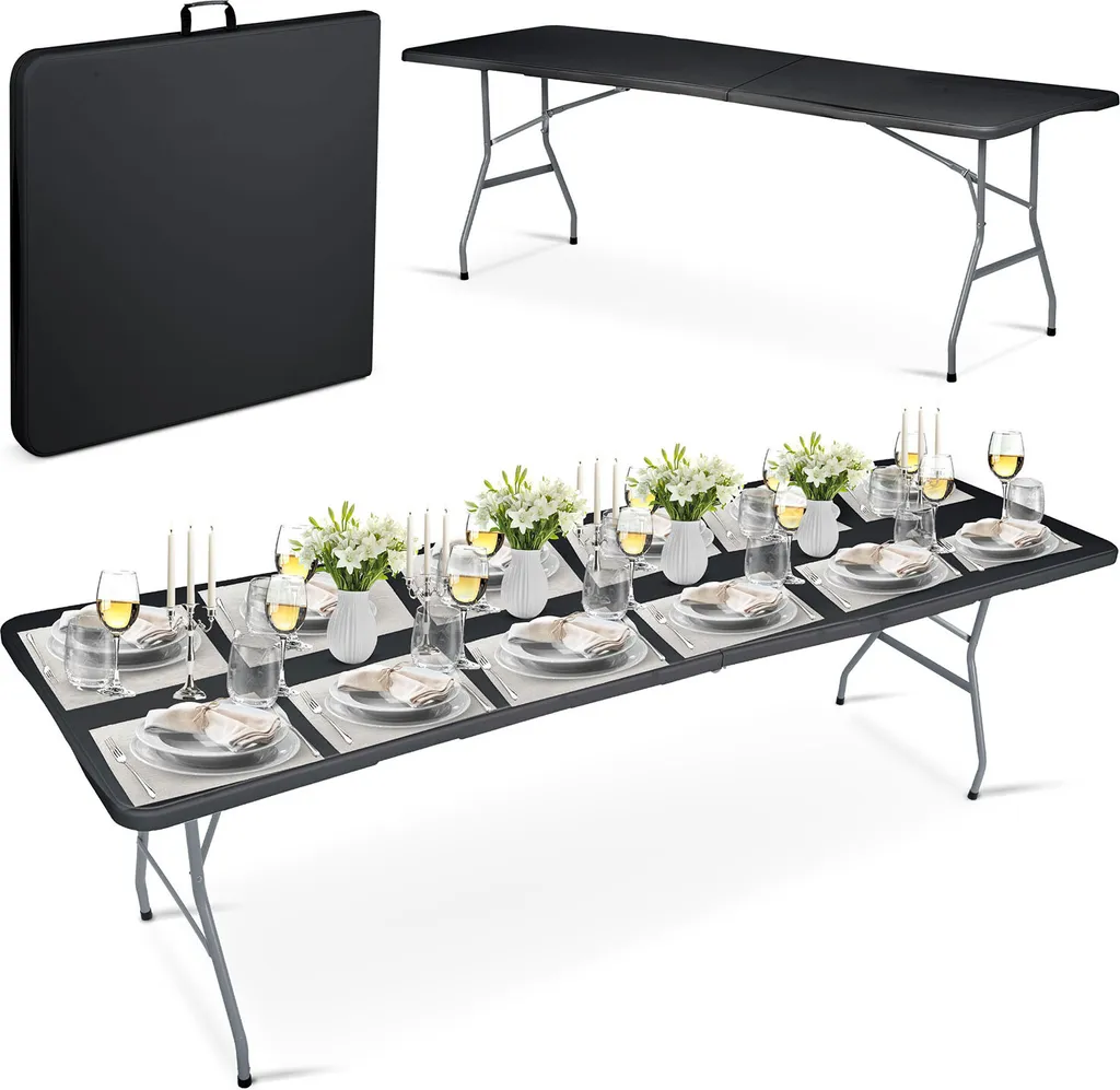 Table de réception pliante pour 10 personnes 244 cm Plonos noir jardin