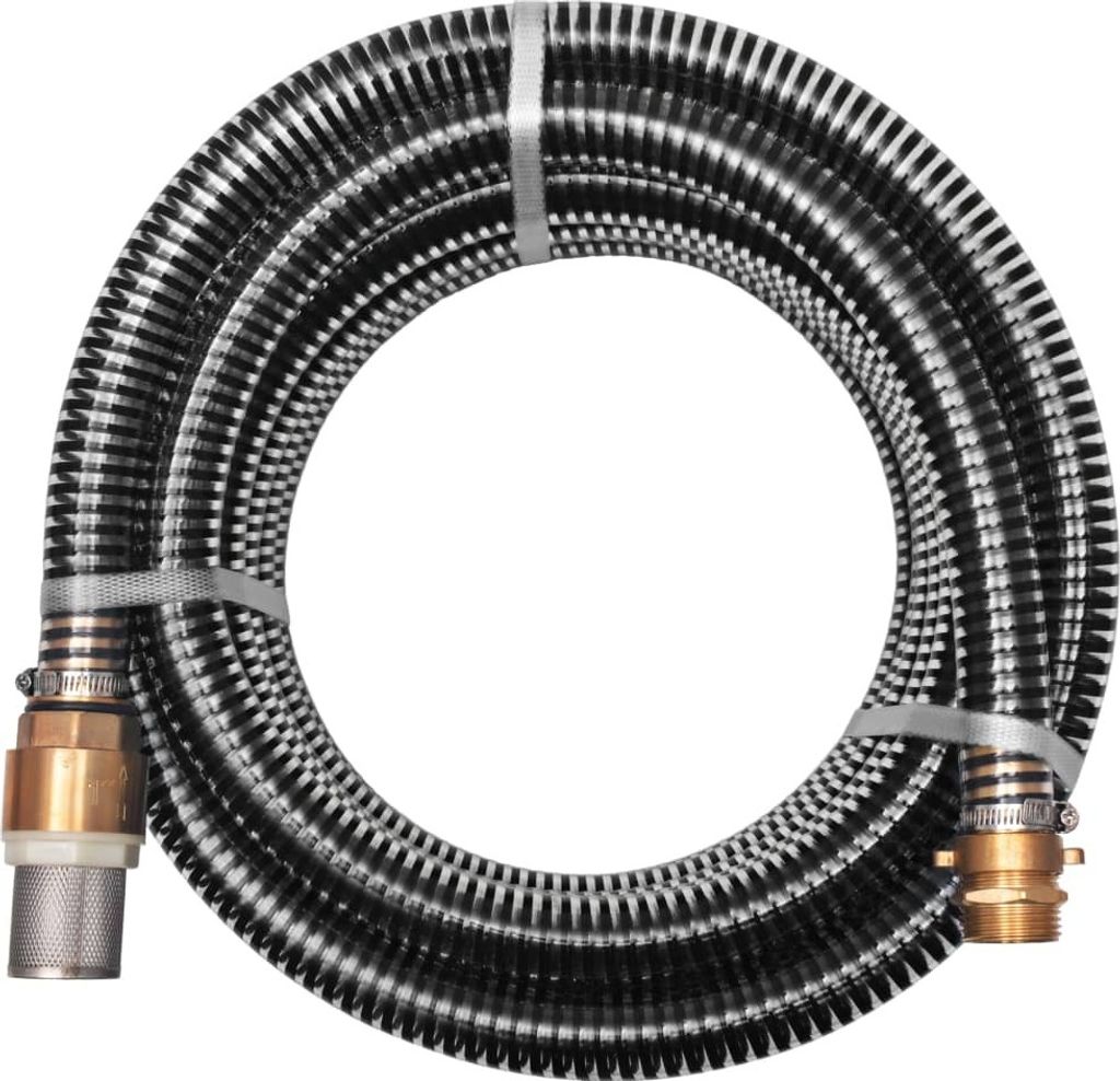Saugschlauch mit Messing-Anschlüssen 4 m 25 mm Schwarz