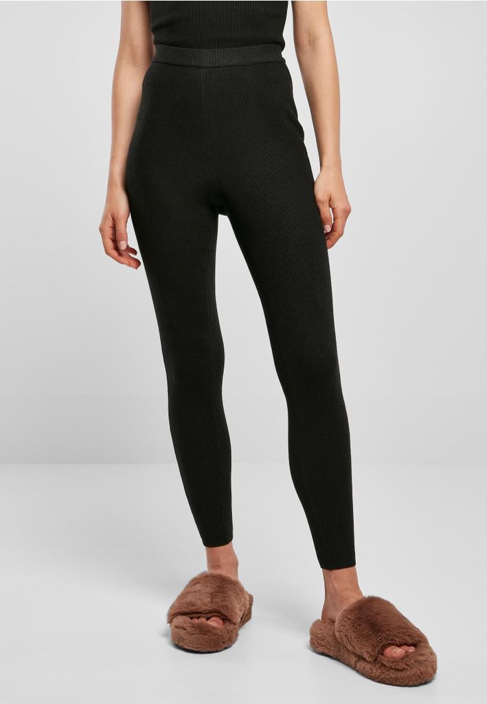 Urban Classics Ladies - Rib Knit Leggings schwarz - M