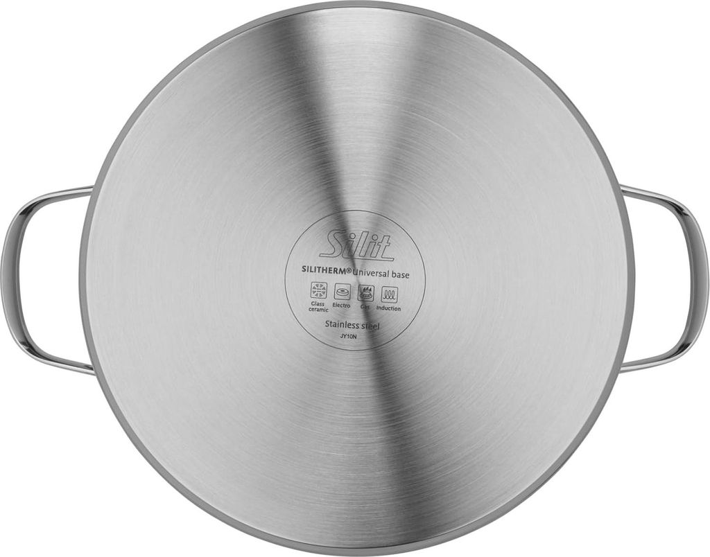 Hohe Bratpfanne mit Deckel - 24cm - Silber - Edelstahl