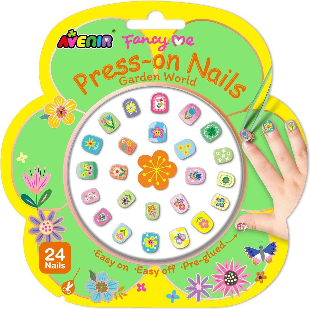 Press-On Nails, Gartenmotiv, einfache Anwendung, 24 Stück