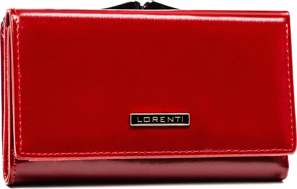 Lorenti Portafoglio Donna in Vera Pelle 14x8,5 cm - Rosso Spazioso