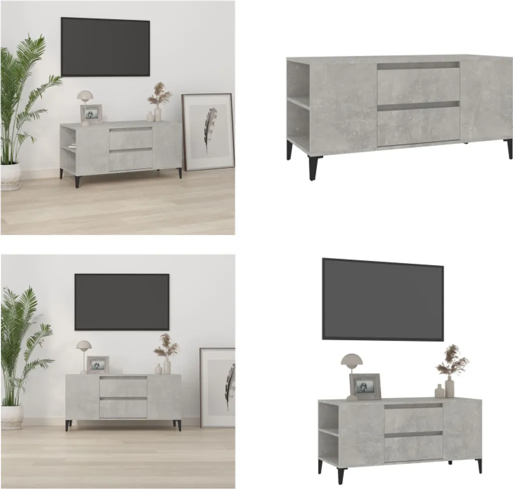 Mobile TV vidaXL Grigio Cemento 102cm - Design Industrial per Soggiorno