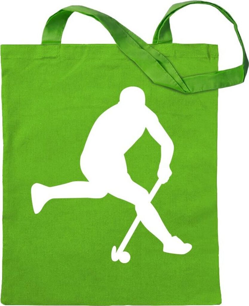Kiwistar - Baumwolltasche - hellgrün - Hockey Ball Sportler Figur - Tragetasche Stoffbeutel Umhängetasche Langer Henkel