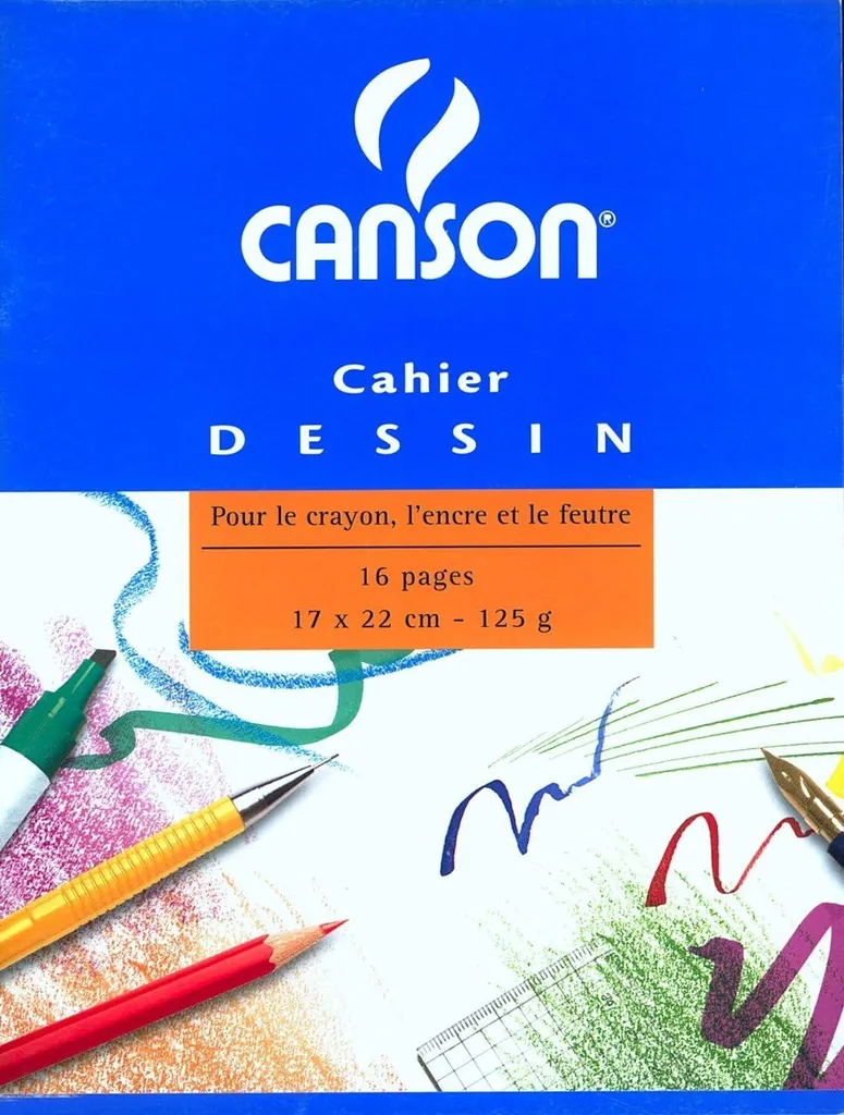 Bloc à Dessiner Canson 125g Format Scolaire 17x22 cm pour Arts Plastiques