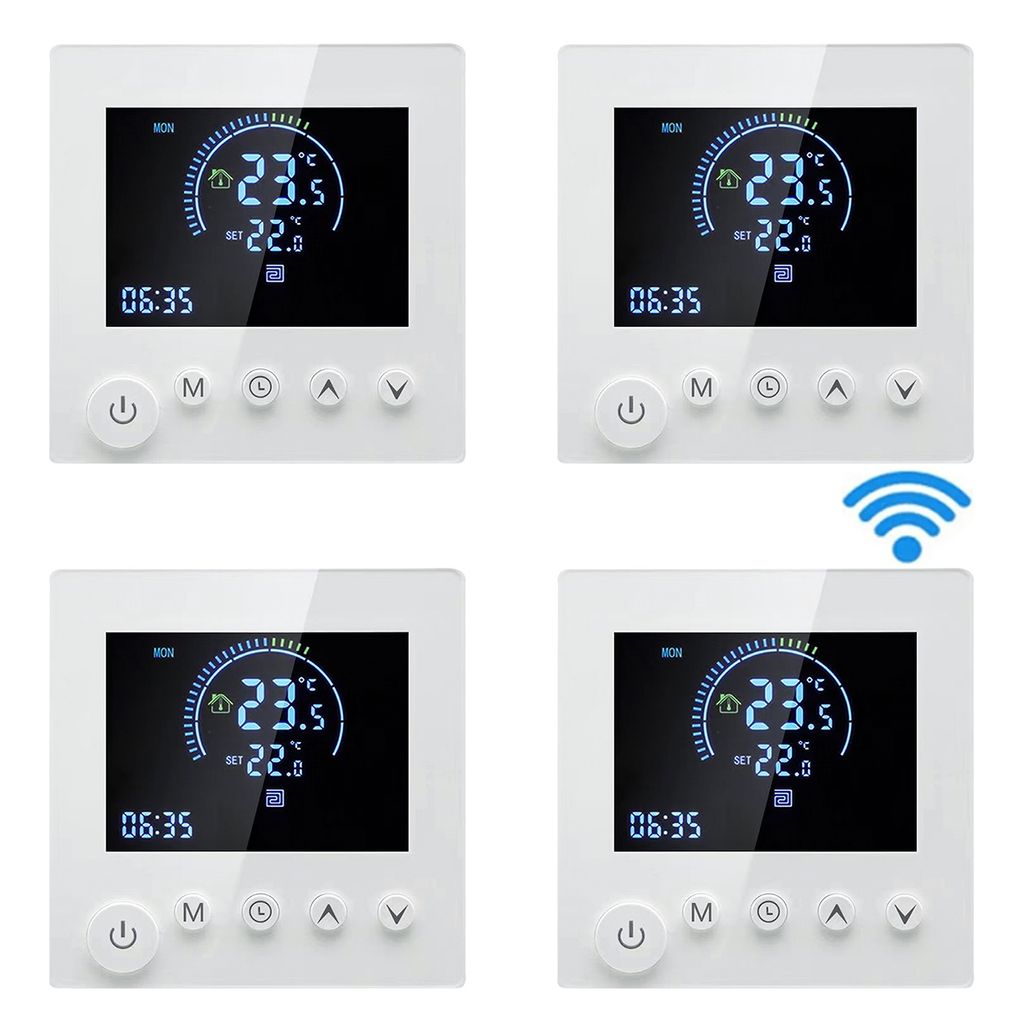 4X Tuya Smart WiFi Wandthermostat, programmierbare Fernbedienung, NTC-Sensor, Digital LCD Raumthermostat Thermostat fuer 16A Elektrische Heizung Wa...