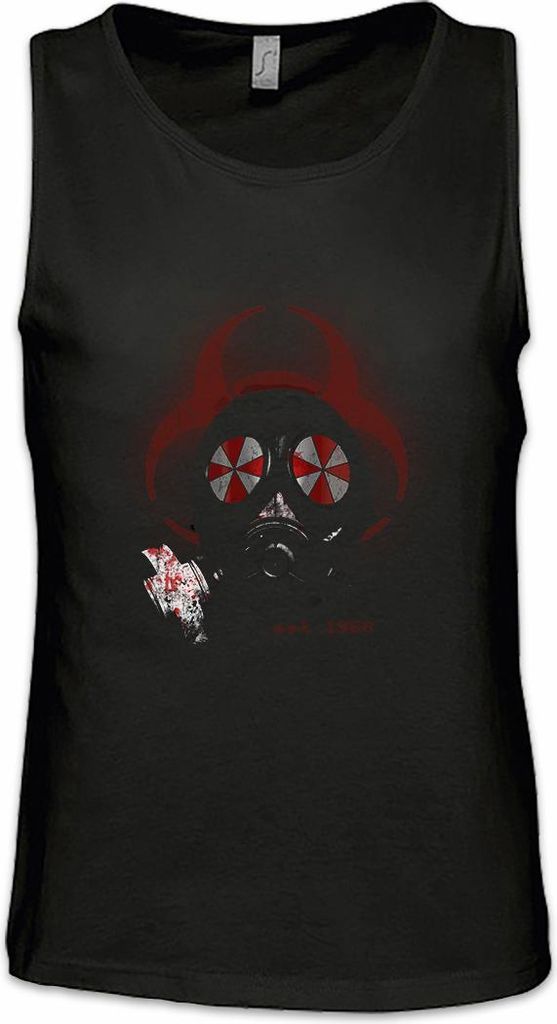 Urban Backwoods Gas Mask Biohazard Umbrella, Ärmelloses T-Shirt, Farbe: Schwarz, Größe: 5XL