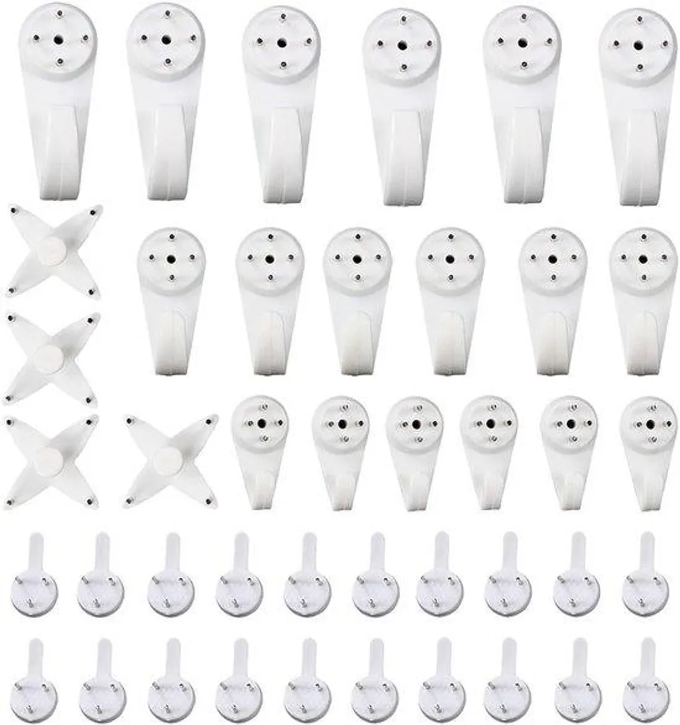 Crochets pour photos blancs invisibles - Lot de 42 attaches murales sans percer