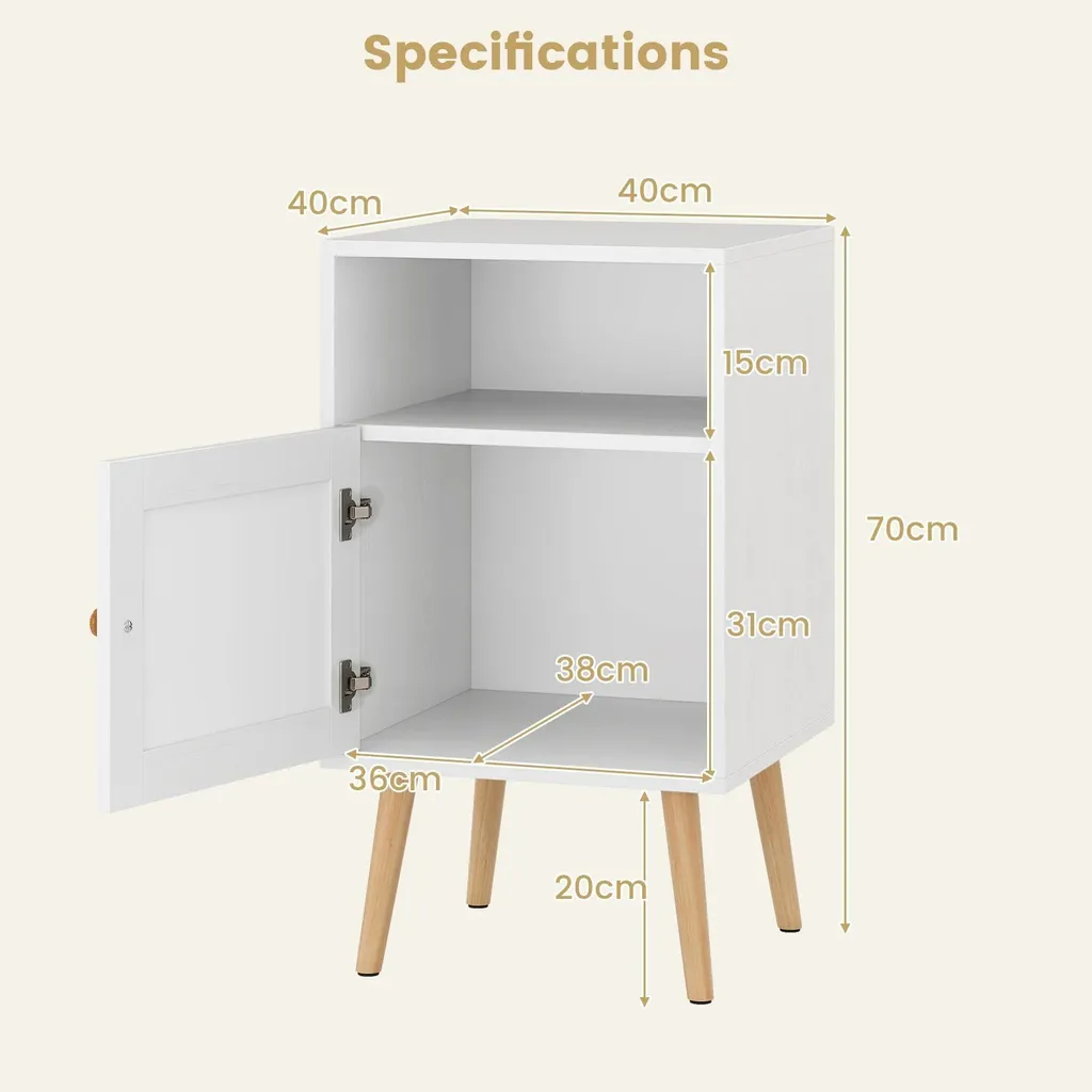 Commode de Nuit Design Bohème en Bois avec Rangement Ouvert et Fermé - 3