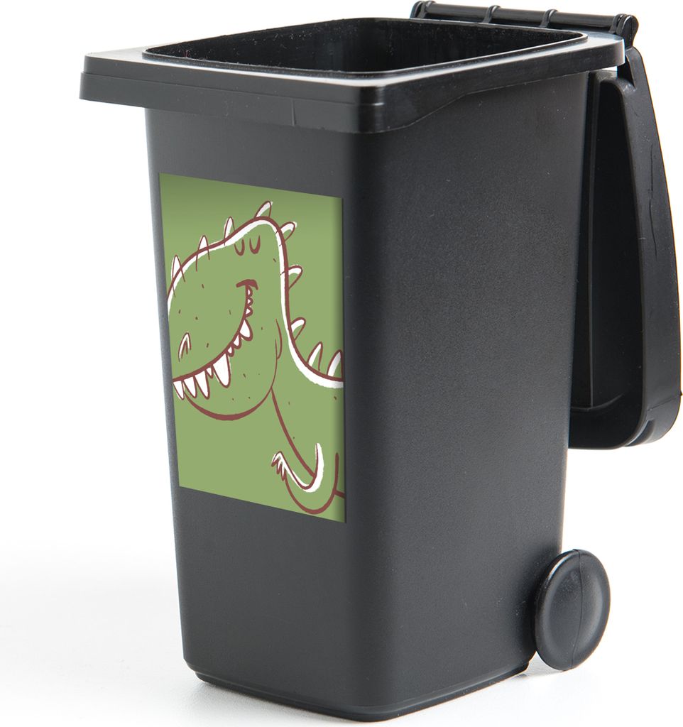 MuchoWow Mülltonnenaufkleber Dinosaurier - Tiere - Grün - Zeichnung - Kinder - Kinder 40x60 cm - Mültonnen-sticker - Sticker - Aufkleber für ...