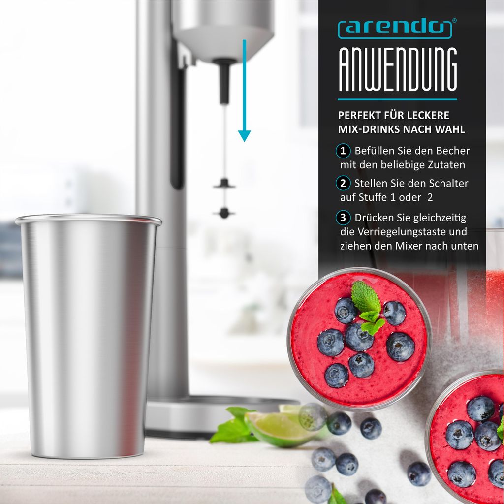 Arendo Standmixer Drink Mixer, elektrischer Getränkemixer