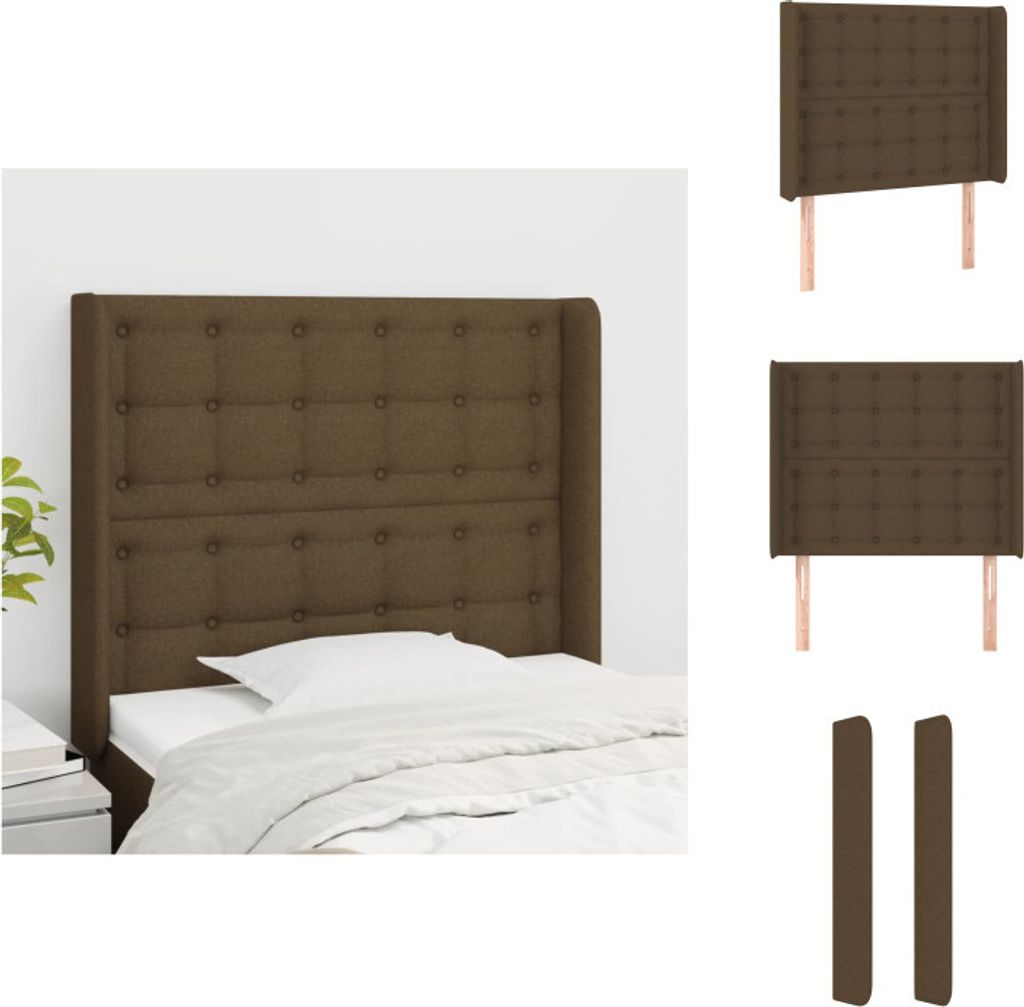 vidaXL Kopfteil mit Ohren Dunkelbraun 93x16x118/128 cm Stoff - Kopf- & Fußenden
