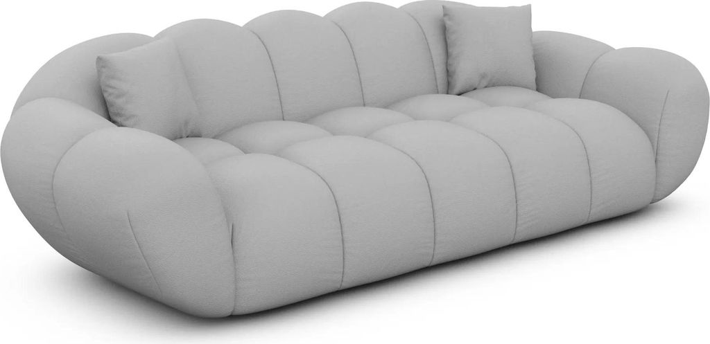 Kunstleder 3-Sitzer Couch Liva Hellgrau