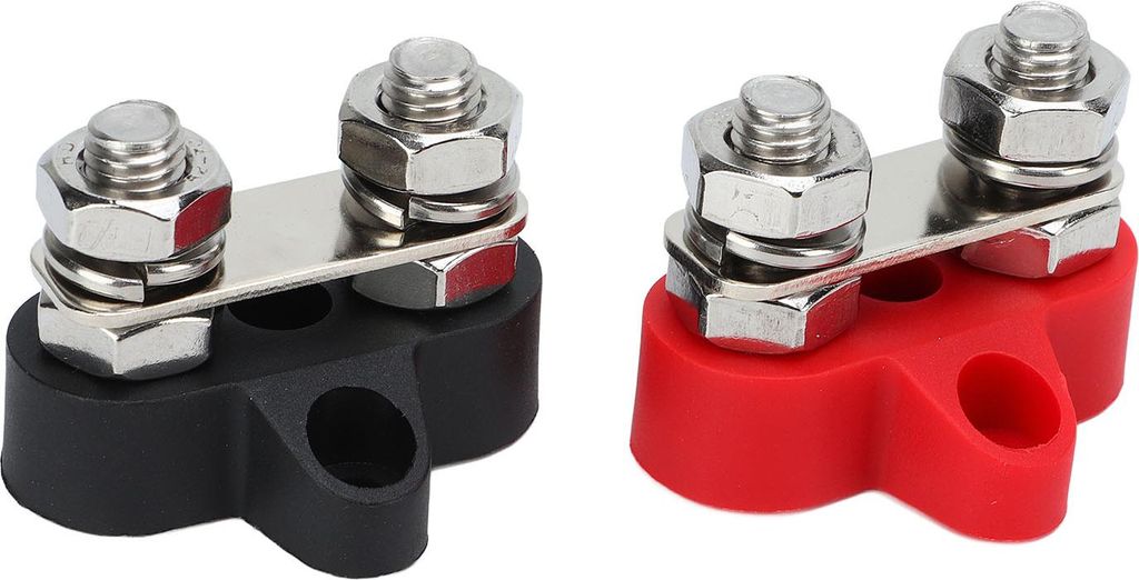Positiver negativer Stromverteilerblock, 2 Bolzen, Sammelschiene, robuste Klemme für Autos, Wohnmobile, Geländefahrzeuge, Schiffe, M8 (5/16 Zoll)