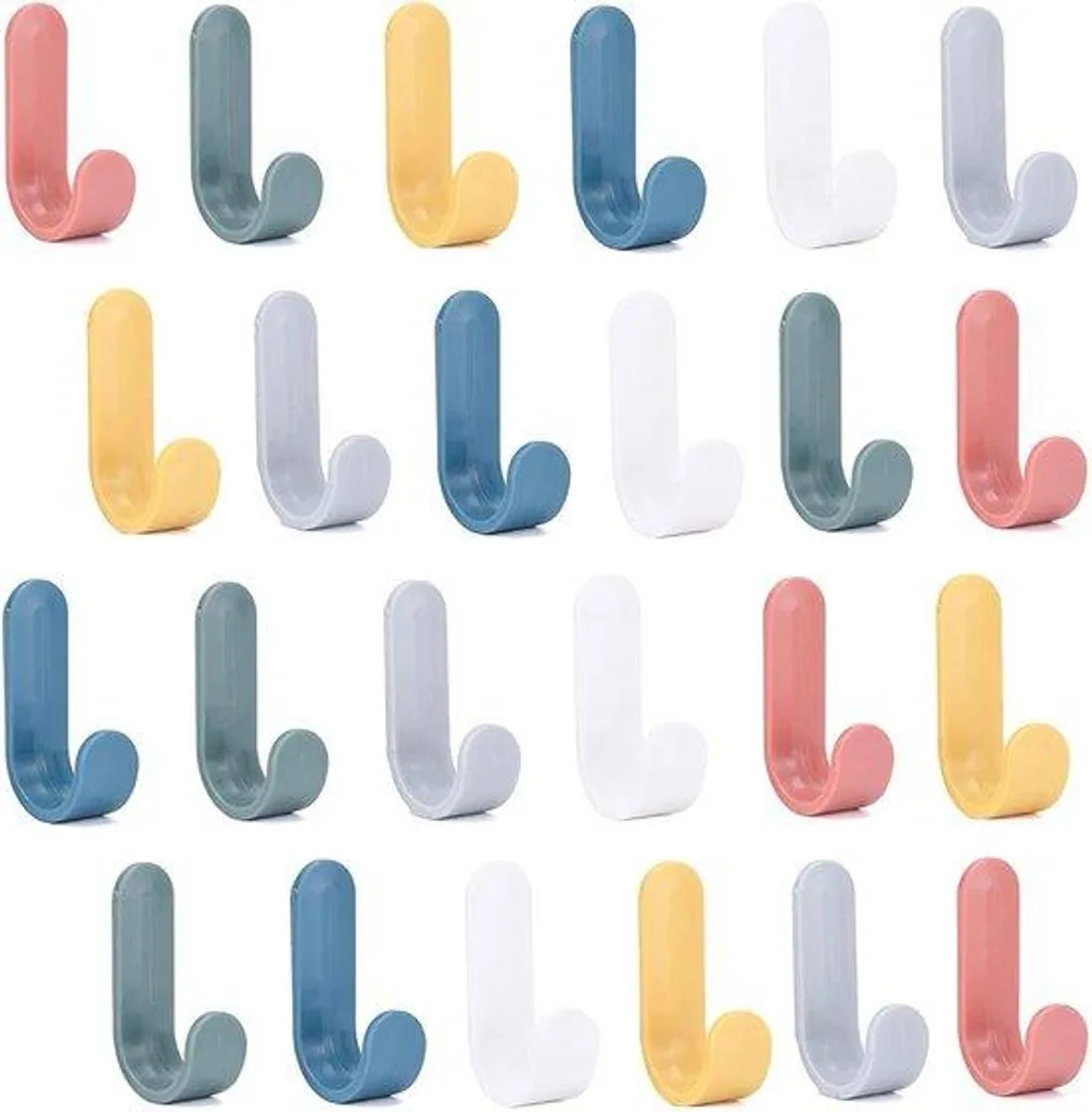 Accroche murale sans trou pour enfants - Crochets adhésifs colorés x24