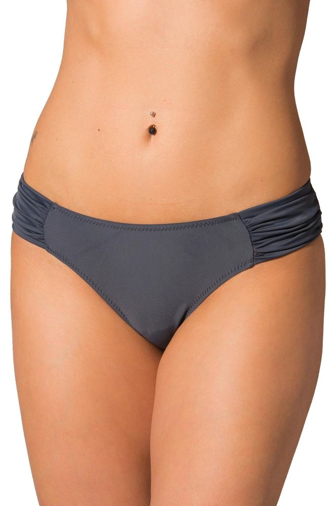 Aquarti Damen Bikinihose mit seitlichen Raffungen, Farbe: Graphit, Größe: 38