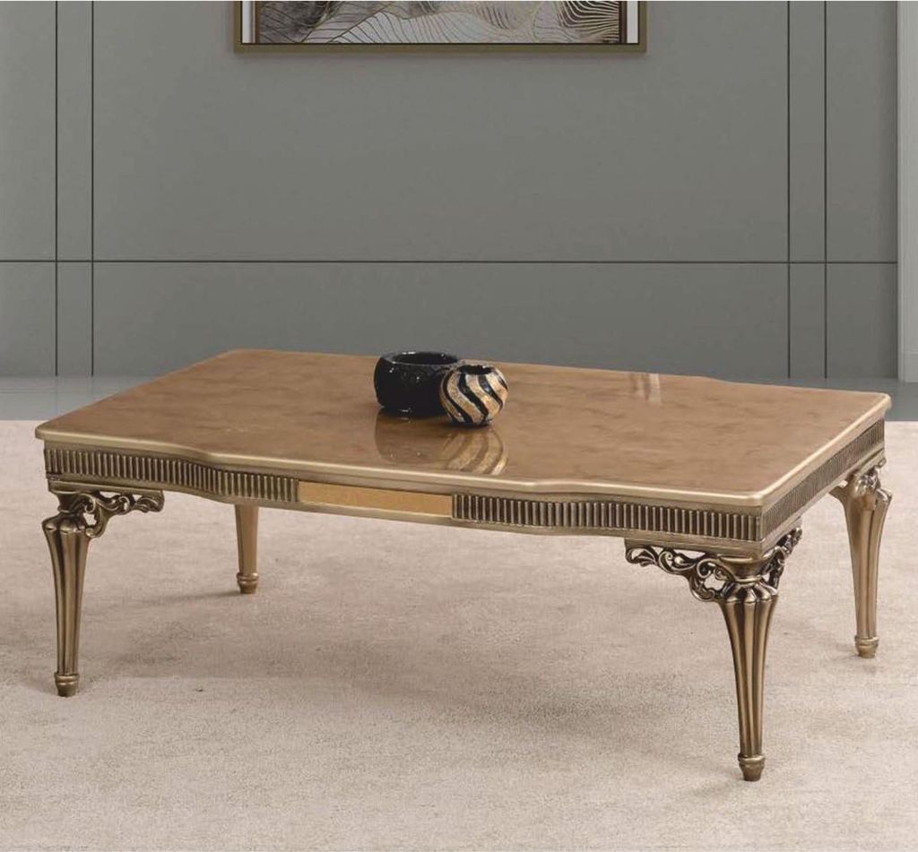 Casa Padrino Luxus Barock Massivholz Couchtisch Gold 120 cm - Barock Wohnzimmer Möbel