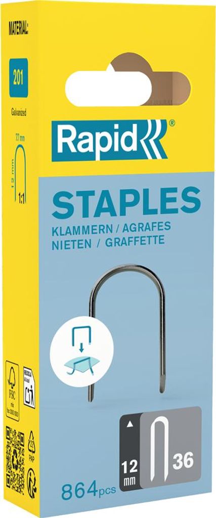 Rapid Kabelklammern Typ 36 12 mm galvanisiert 864 Stück