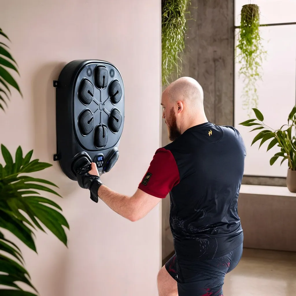 Cible de boxe murale musicale avec gants de protection et Bluetooth 5.0