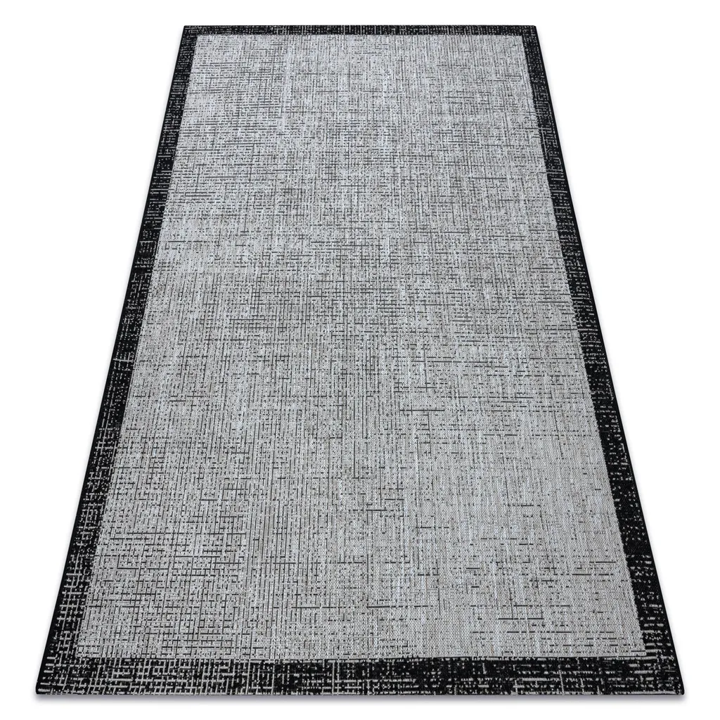 Tapis sisal synthétique résistant Floorlux 20401 cadre argentin gris