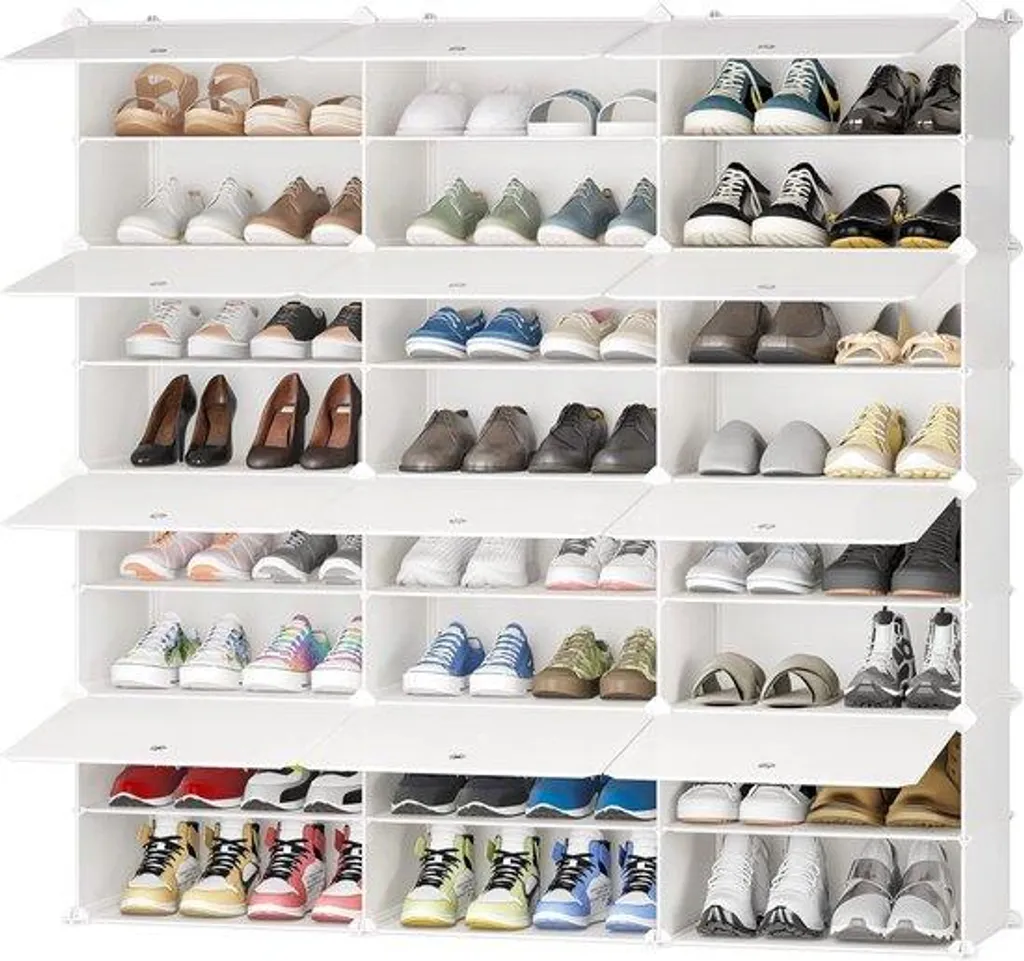 Rangement chaussures pour entrée et dressing blanc laiteux 24 paires