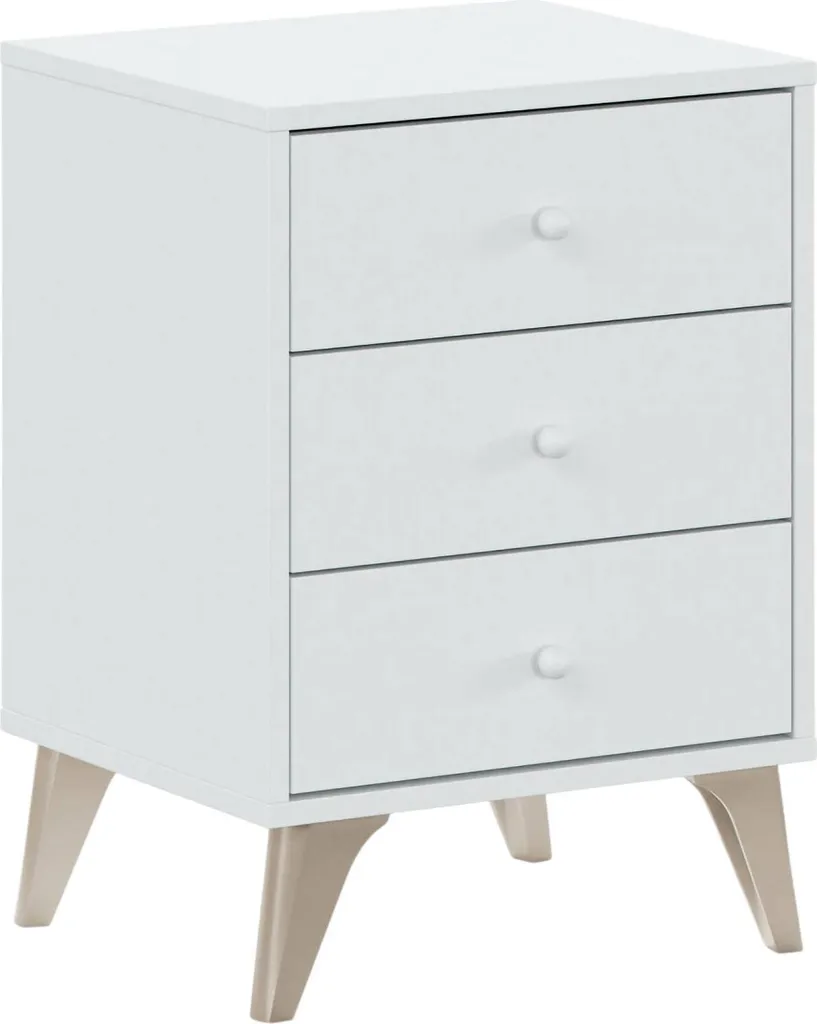 Table de chevet Attina blanc 3 tiroirs pour un rangement de chambre