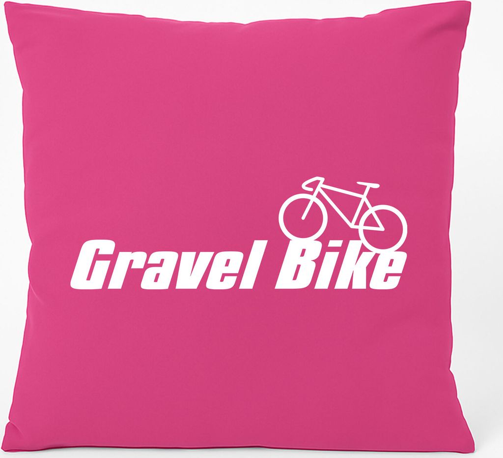 Huuraa Kissen Gravel Bike Fahrrad 40x40cm mit Füllung Fuchsia Baumwolle Dekokissen Geschenkidee