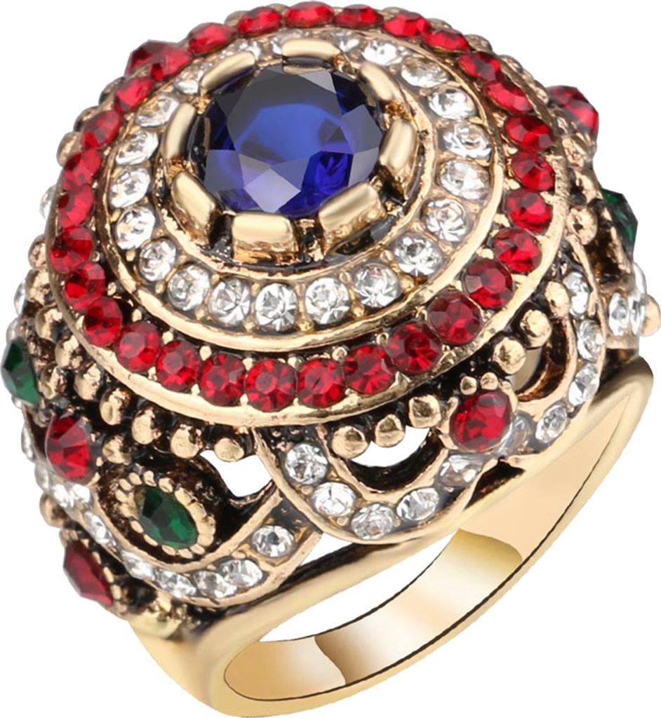 Frauen Luxus Runde Bunte Strass Intarsien Finger Ring Party Schmuck Geschenk-US 8