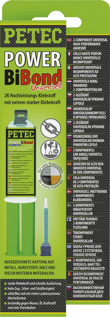 Packaging for a PETEC POWER BiBond adhesive.