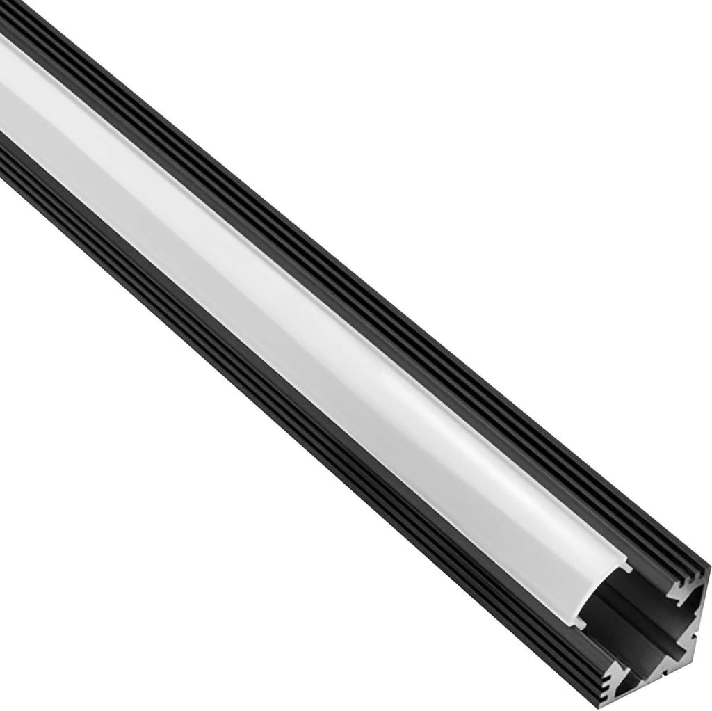 A19 LED Aluprofil Schwarz Eckprofil 90° 2m milky Produktbild 