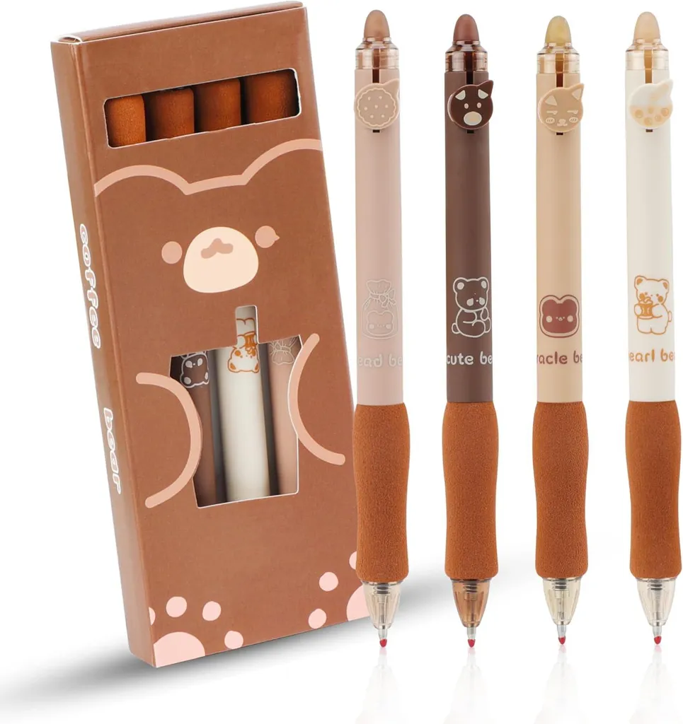 4 Stylos à Bille Effaçables Bleus - Mine Précise 0,5 mm pour l'École