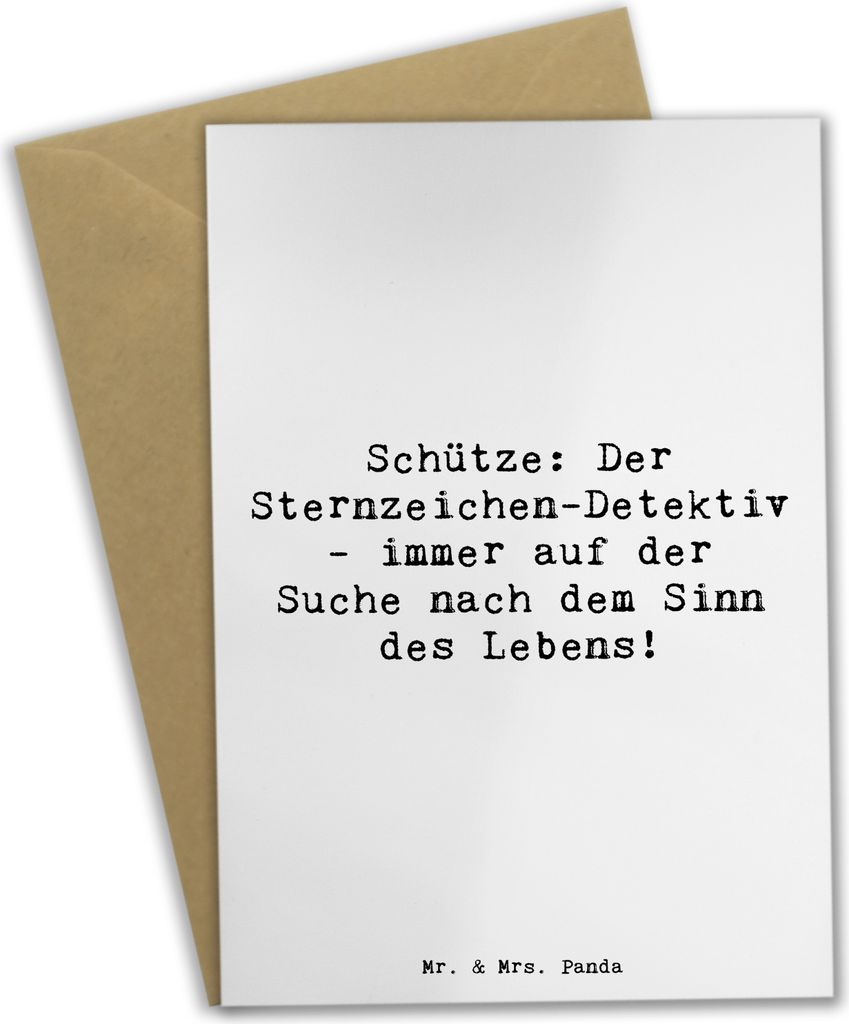 Mr. & Mrs. Panda Grußkarte Spruch Schützenblick - Weiß - Geschenk, einladungskarten, osterkarte, Freiheitsliebe, Neugier, Sternzeichen, Sinn des...