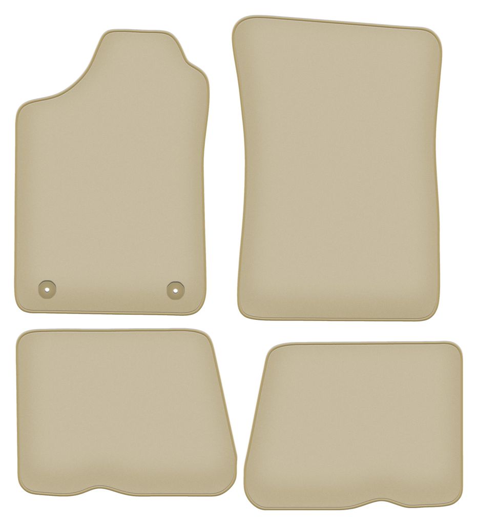 Velours-Fußmatten PREMIUM beige passend für Renault 19 (1988-1996, Kabine, Fließheck, Limousine, Chamäleon) – mit Befestigungen – passgenau