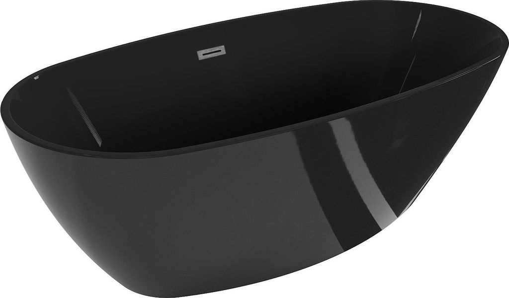 Mexen Eris freistehende Badewanne 170 x 80 cm, schwarz, Überlauf gun gray gebürstet - 53441708070-66