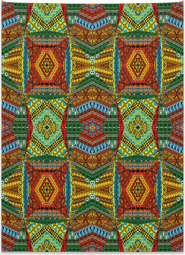 Abakuhaus afrikanisch Wandteppich, Ethnische einheimische Motive aus Weiches Mikrofaser Stoff Kein Verblassen Klare Farben Waschbar, 110 x 150 cm, ...