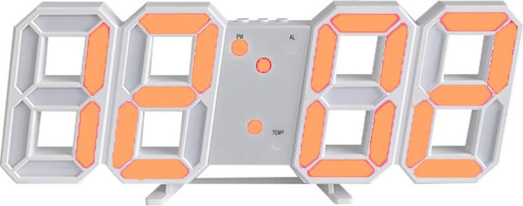 Intelligenter 3D-Digitalwecker, digitale Wanduhr, LED-LED-Elektronik-Wecker, Geschenkidee,Orange