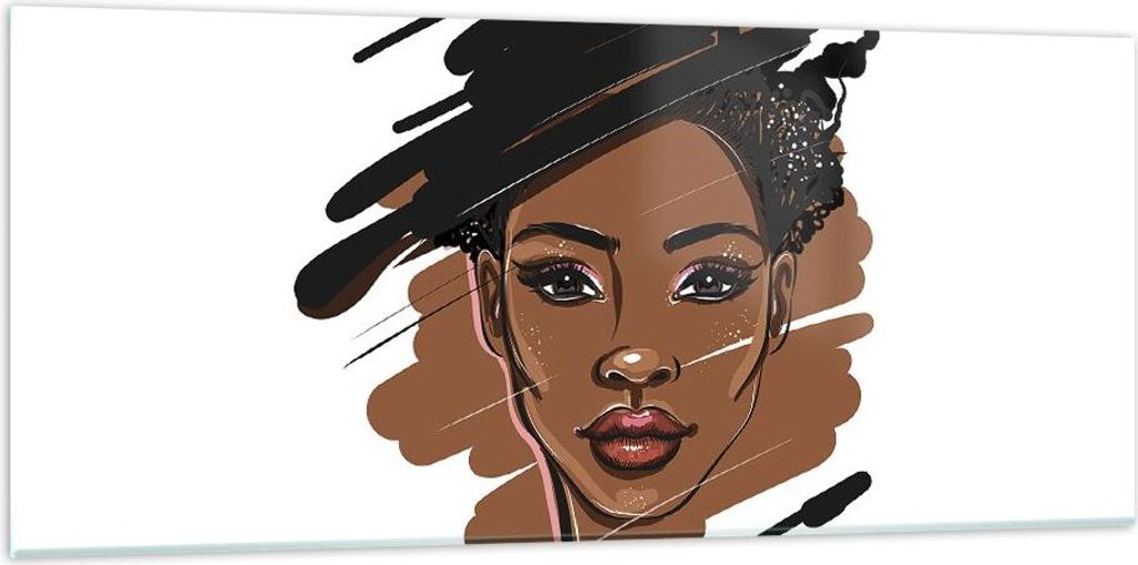 Bilder auf glas - Einteilig - Afrikanisch Modern Porträt - 120x50cm - Glasbilder - Wandbilder - Bilder - Wanddekoration aus Glas - Glas Bilder - W...