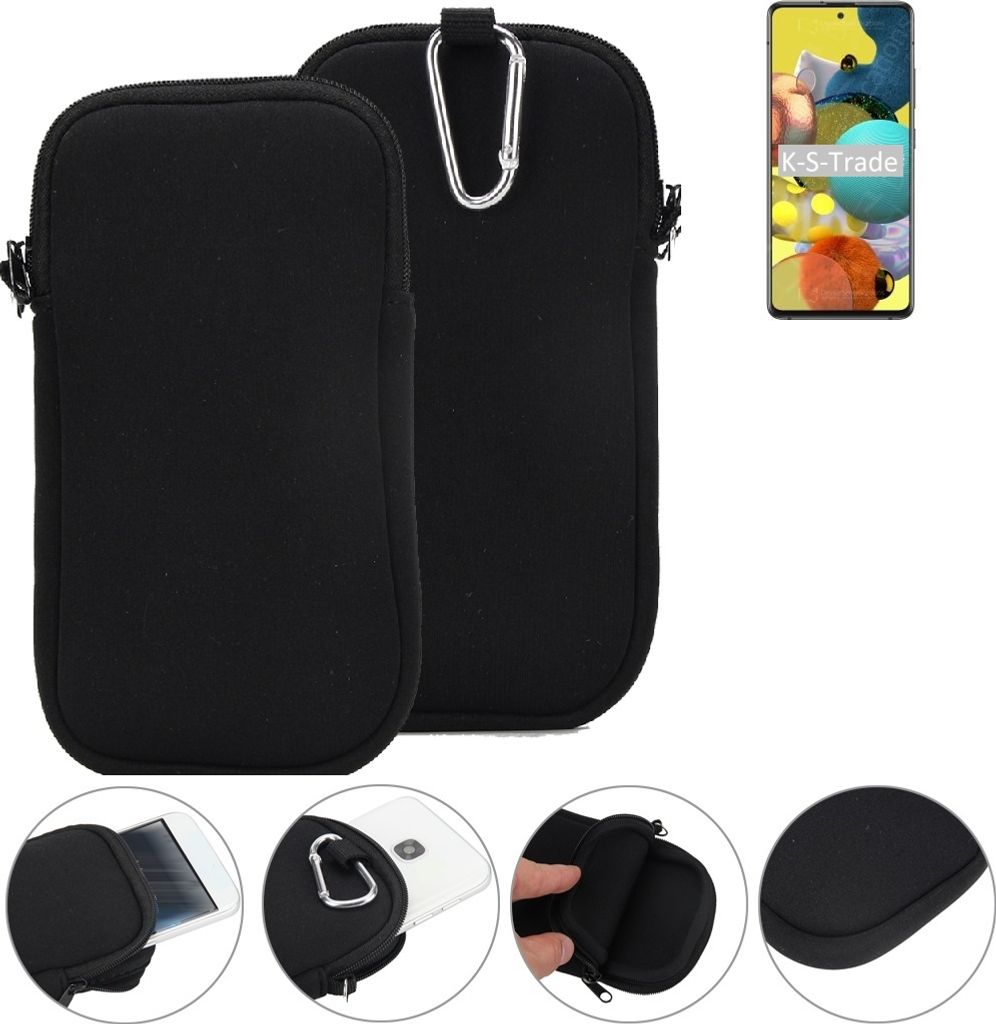 K-S-Trade Neopren-Hülle Handyhülle kompatibel mit Samsung Galaxy A51 5G Schutzhülle Neoprenhülle Sleeve Schutz-Hülle Gürtel Tasche Case Holster