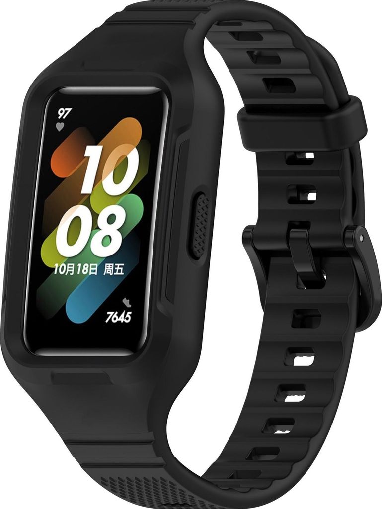 Strap-it TPU Armband inklusive Schutzrahmen - passend für das Huawei Band 8 / Band 9 / Band 10 (schwarz)