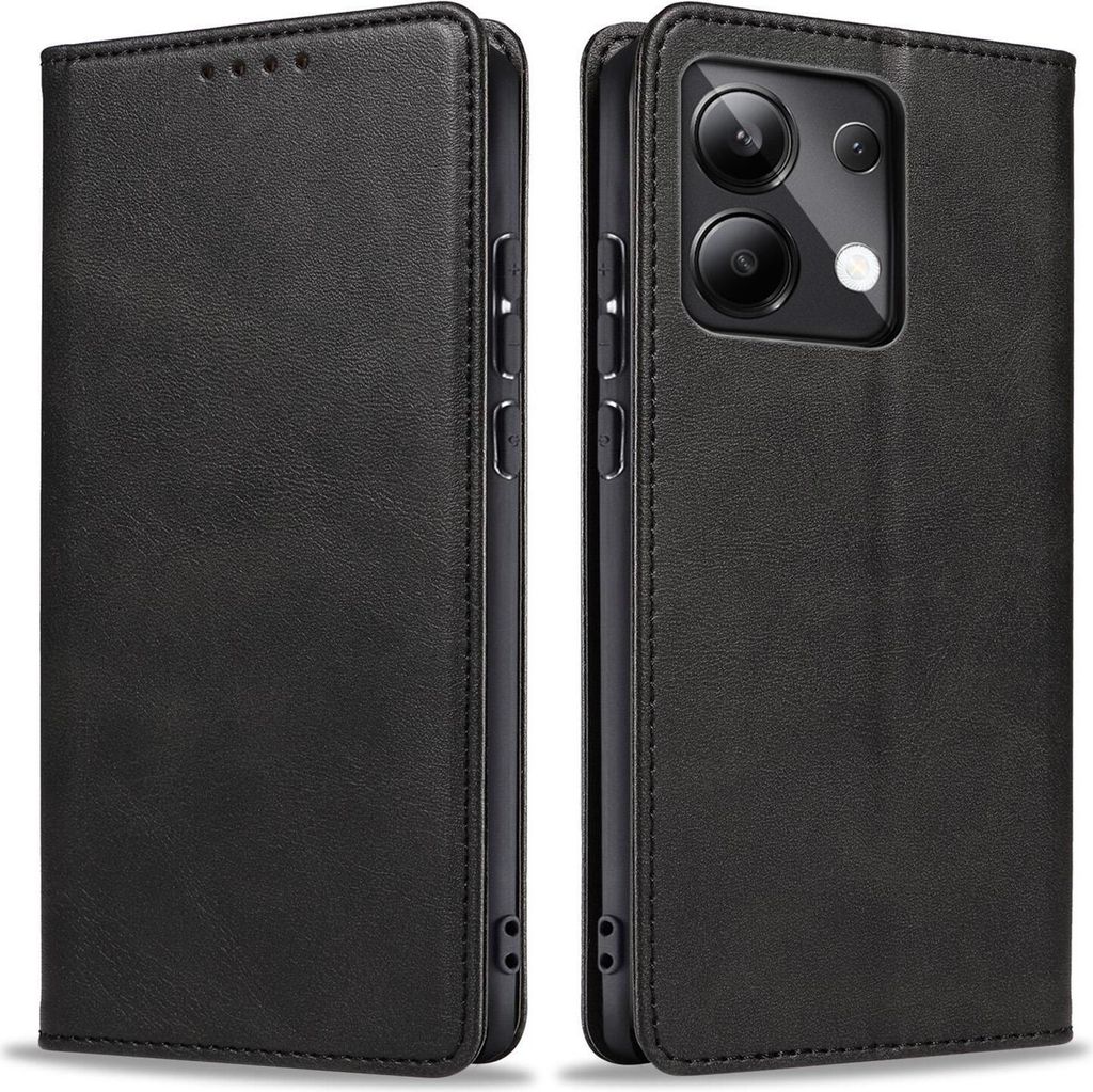 Handyhülle für Xiaomi Redmi Note 13 Kunstleder Flip Cover Hülle Handytasche Case Kartenfach Farbe: Schwarz
