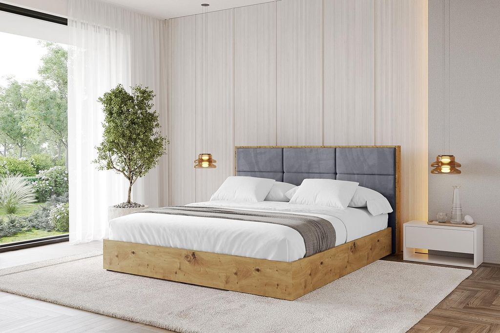 ALTDECOR Polsterbett mit Bettkasten - ENZO1 - 200x200 Dunkelgrau Casablanca- Bett mit Kopfteil, Boxbett ohne Matratze, Doppelbett mit Stauraum