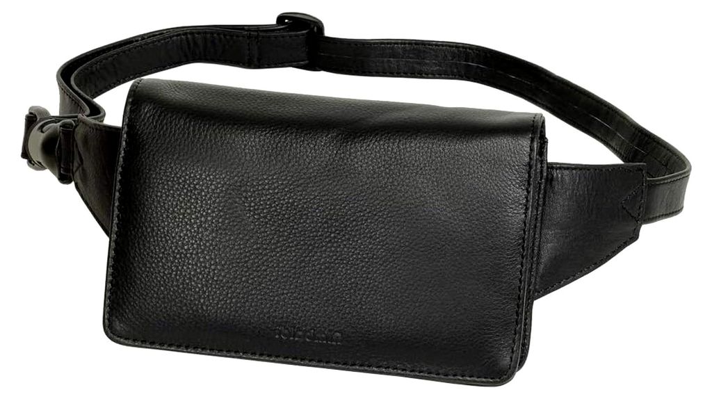 Leder Gürteltasche Bauchtasche Hüfttasche schwarz