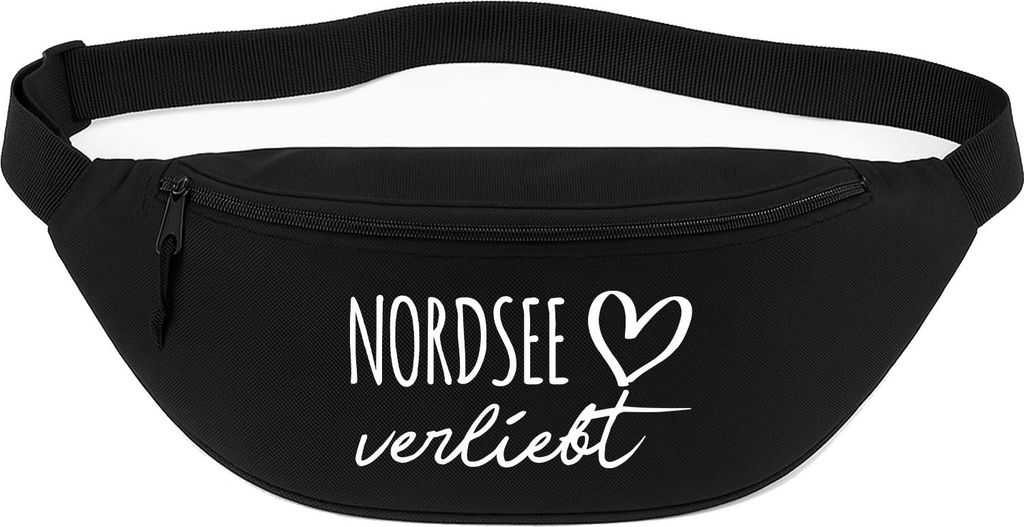 Huuraa Bauchtasche Nordsee verliebt 2,5 Liter Black Polyester Crossbody Bag Geschenkidee