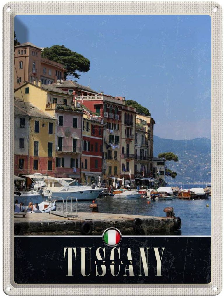 vianmo Blechschild 40x30 cm Toskana Italien Gebäude Meer Bildmotiv Reisemotiv Abenteuer Reisen Europa Urlaub