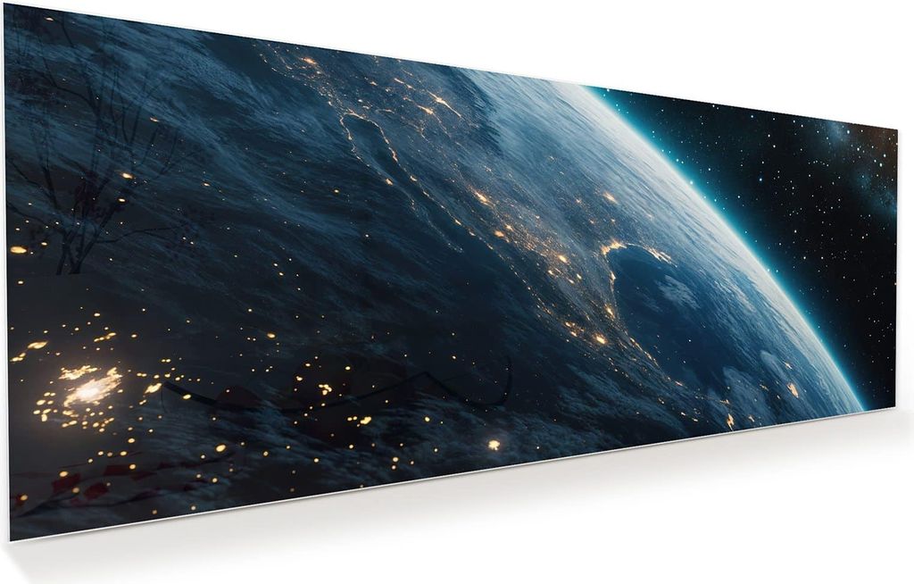 Glasbild 100x40cm in XXL für Wohnzimmer, Schlafzimmer Motiv Planet im Universum